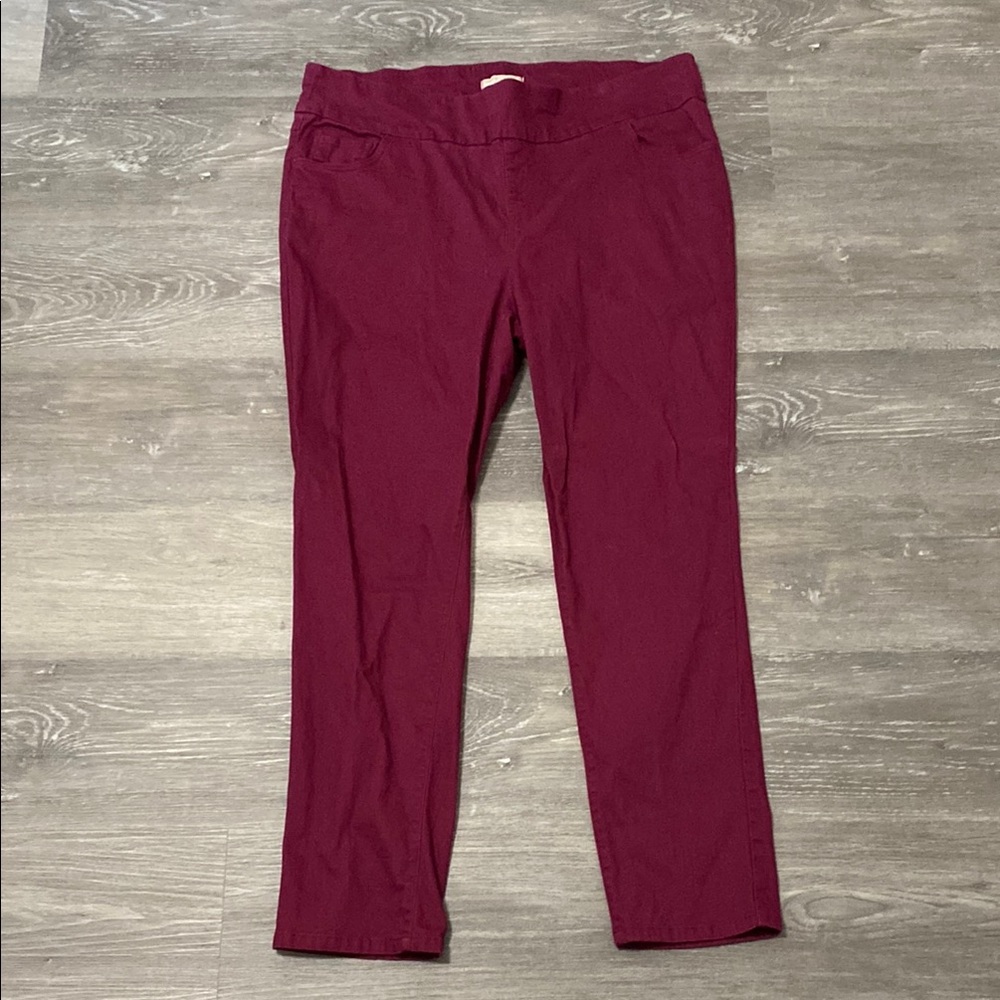 Woman Within Tall Length Berry Pull On Style Pants, Size 20W Tall